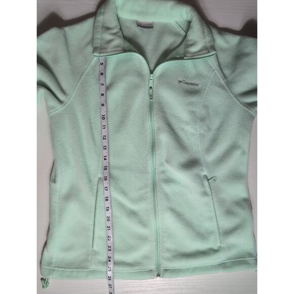 Columbia Womens Large Mint Green Full Zip Fleece Jacket Sweater Lightweight - Picture 9 of 11